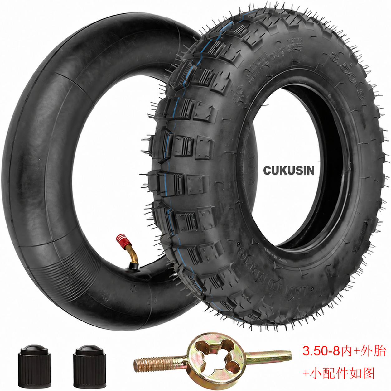 3.50-8 inner and outer tire z50 little monkey mini trail off-road motorcycle unicycle handcart flatbed trailer — CUKUSIN logo image