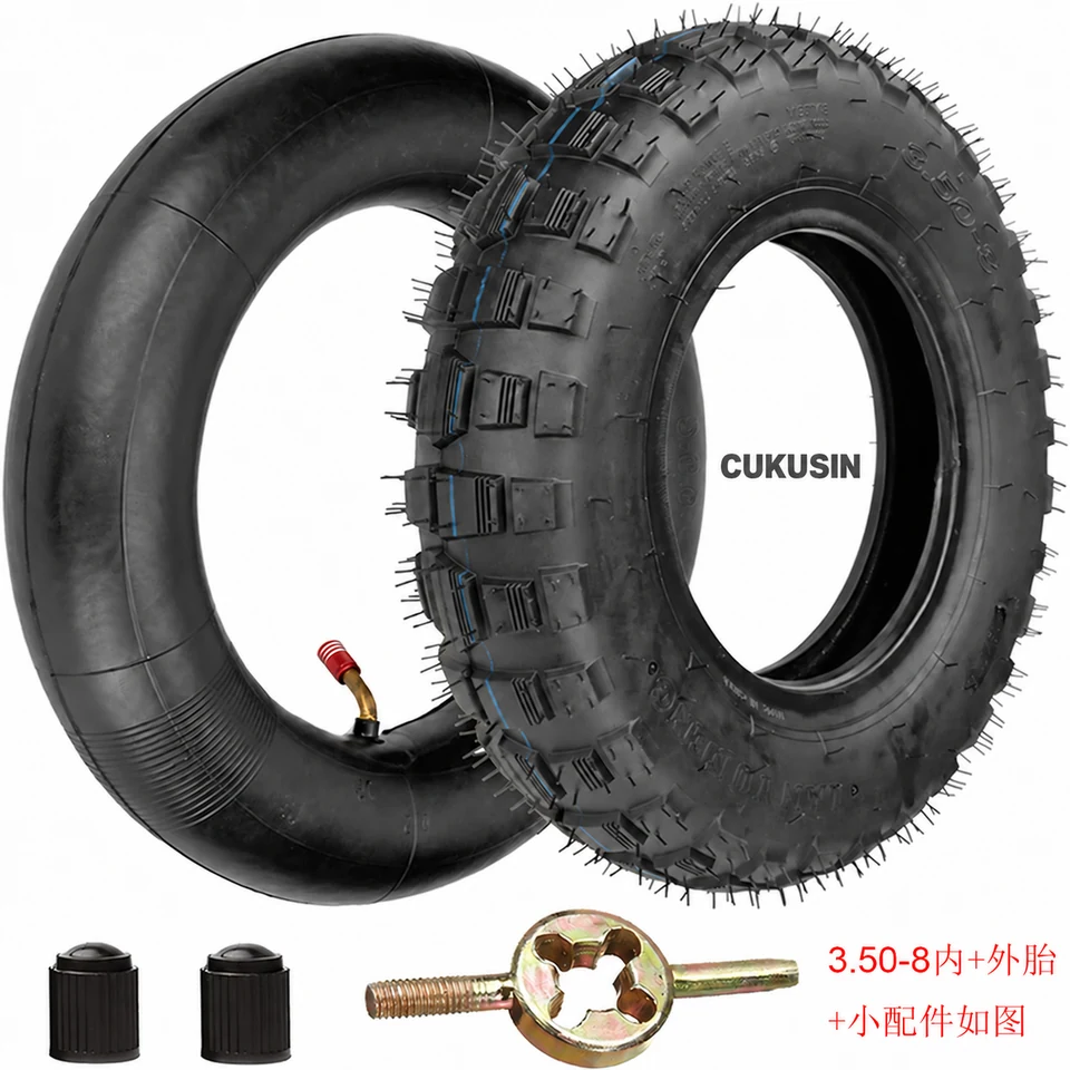 3.50-8 inner and outer tire z50 little monkey mini trail off-road motorcycle unicycle handcart flatbed trailer — CUKUSIN logo image