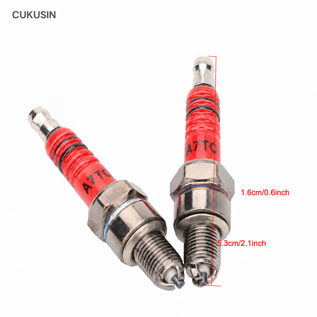 2 pairs of motorcycle red neutral three-claw spark plug energy saving a7tc 70 110 125 150 — CUKUSIN logo image