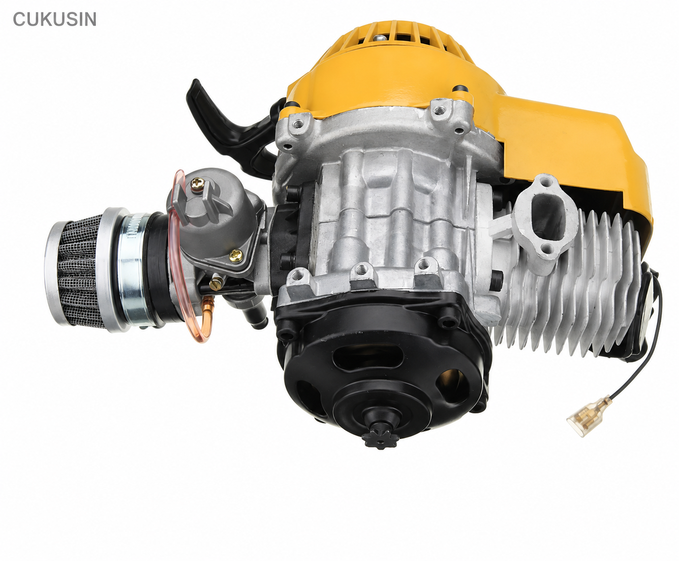 Yellow-Shroud 47cc and 49cc Two-Stroke Mini-Bike Engine Assembly — CUKUSIN logo image