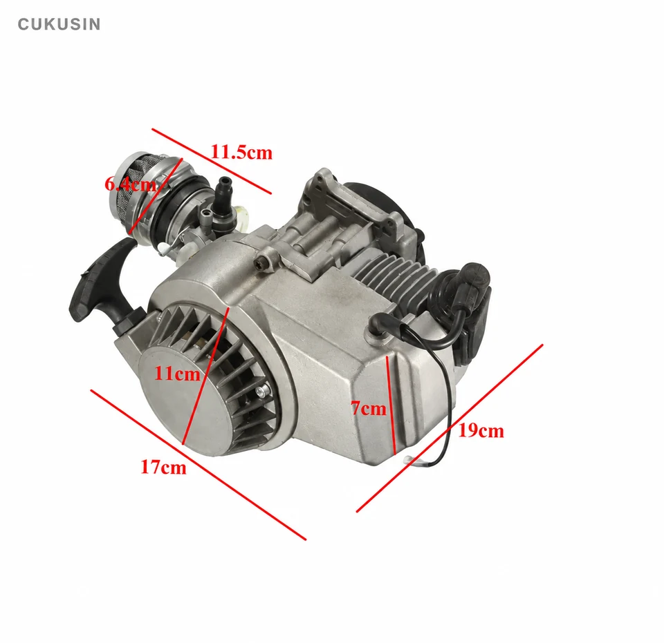 Silver-Housing 47cc and 49cc Two-Stroke Mini-Bike Engine Assembly — CUKUSIN logo image