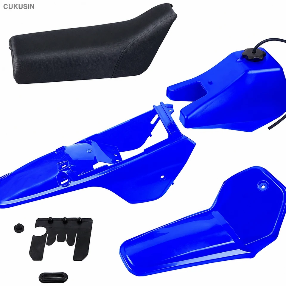 Plastic parts kit for Yamaha pw80 complete vehicle, including seat, fuel tank, and full set of plastic components — CUKUSIN logo image