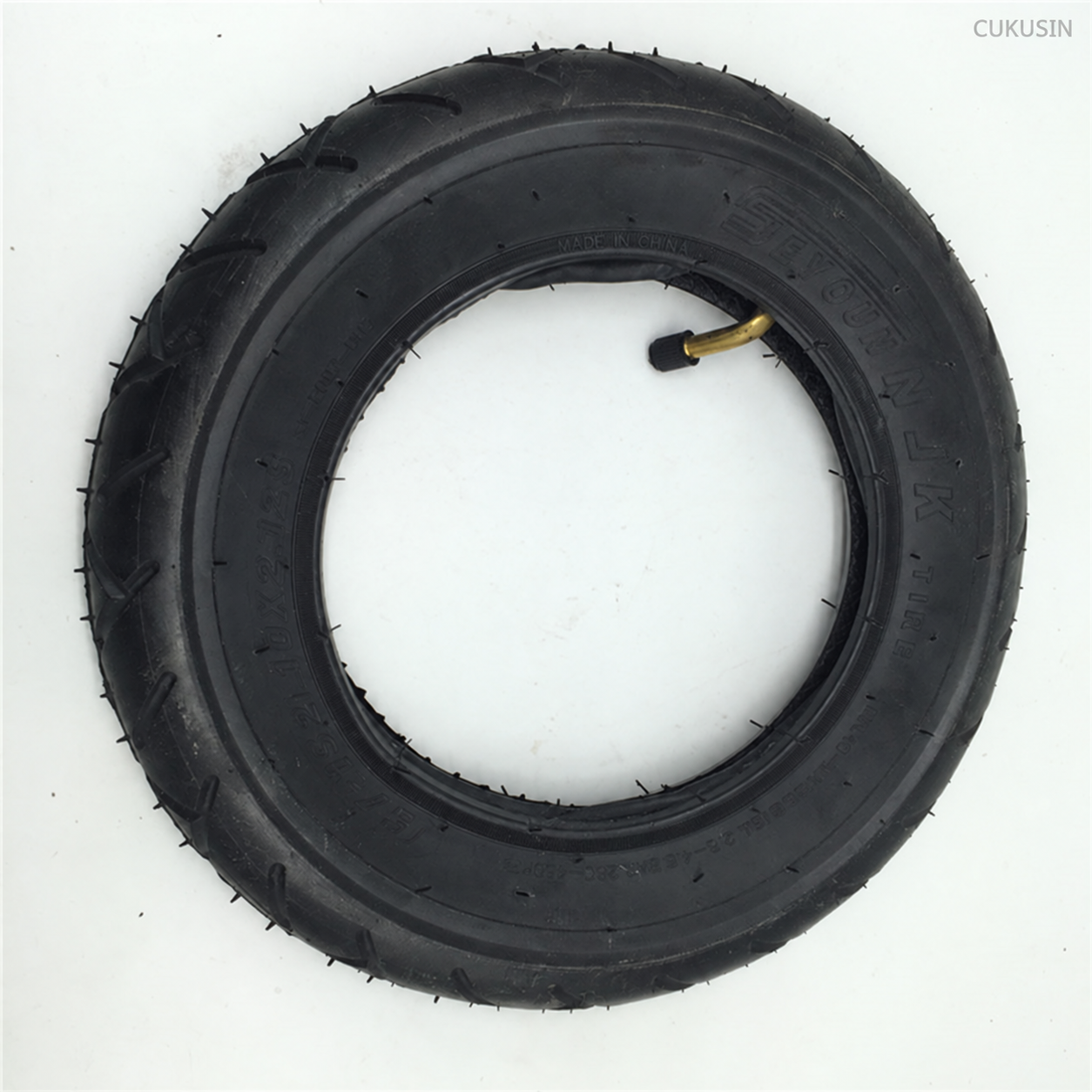 10 x 2.125 Electric Scooter Tire with Inner Tube and Angled Valve — CUKUSIN logo image