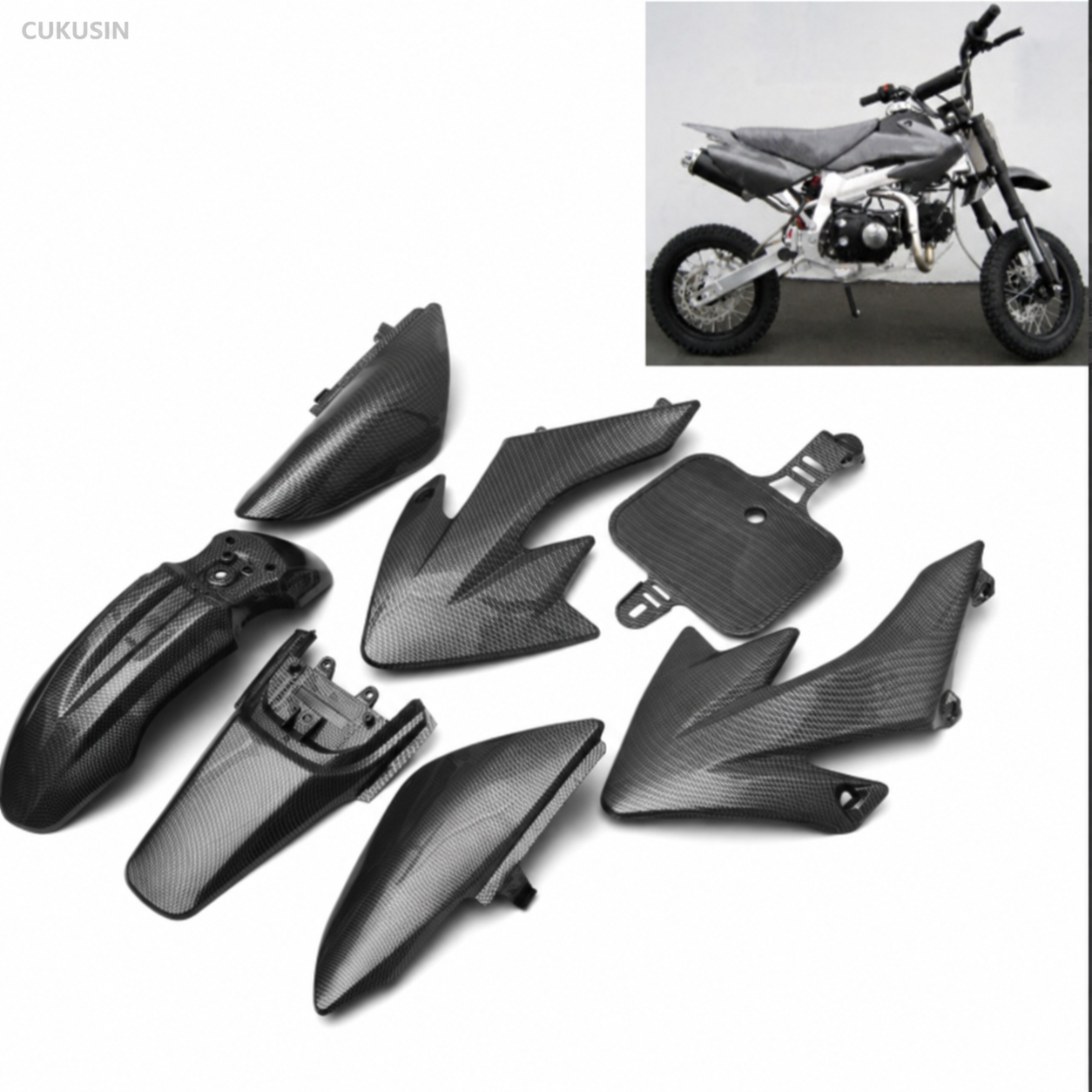 Carbon pattern color plastic parts off-road vehicle crf xr 50 crf50 125 ssr sdg 107 — CUKUSIN logo image