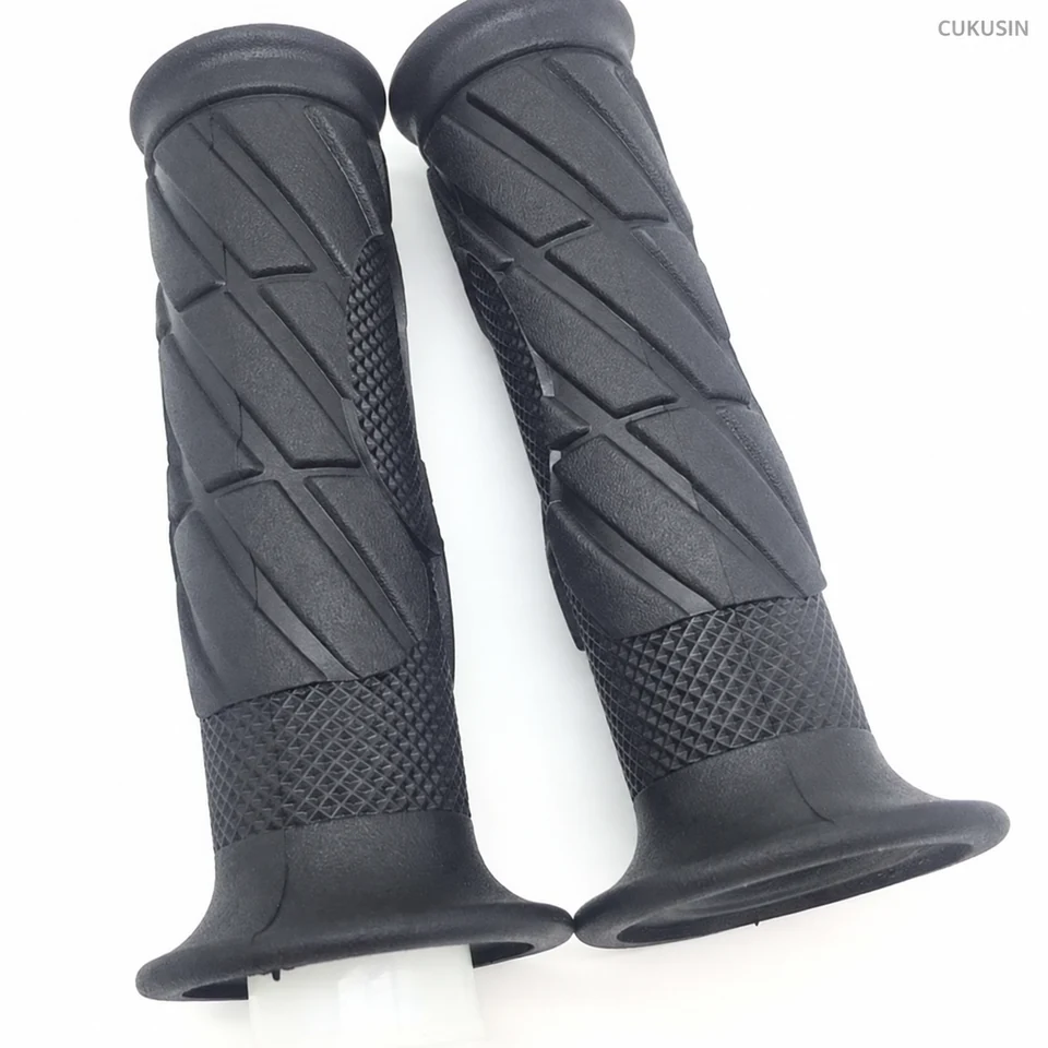 Black Motorcycle Handlebar Rubber Grips, Pair — CUKUSIN logo image