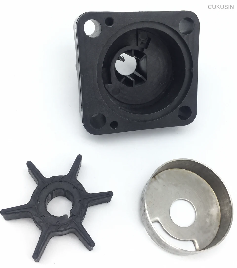 Yamaha outboard motor 9.9/15HP water pump assembly kit: inner shell, water pump bowl, impeller, and pump body set — CUKUSIN logo image