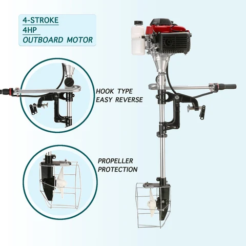 CUKUSIN 4 HP four-stroke outboard motor with reverse handle and propeller guard