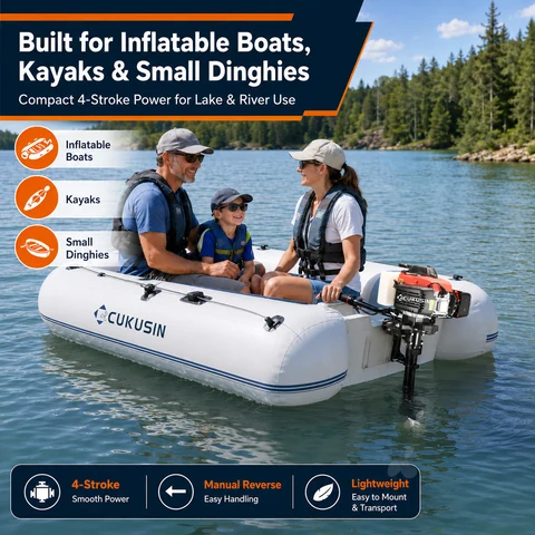 4 Stroke 4 HP Outboard Motor, with Life Jacket, US Inventory — product view 2