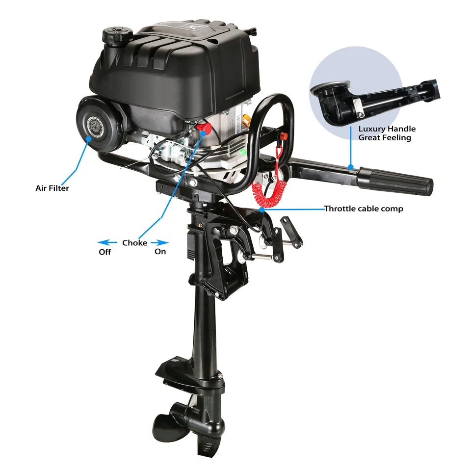 4 Stroke 6 HP Air Cooling System Outboard Motor with Mandalorian Shape and Kill Urgent Stop Switch( HK… — product view 3