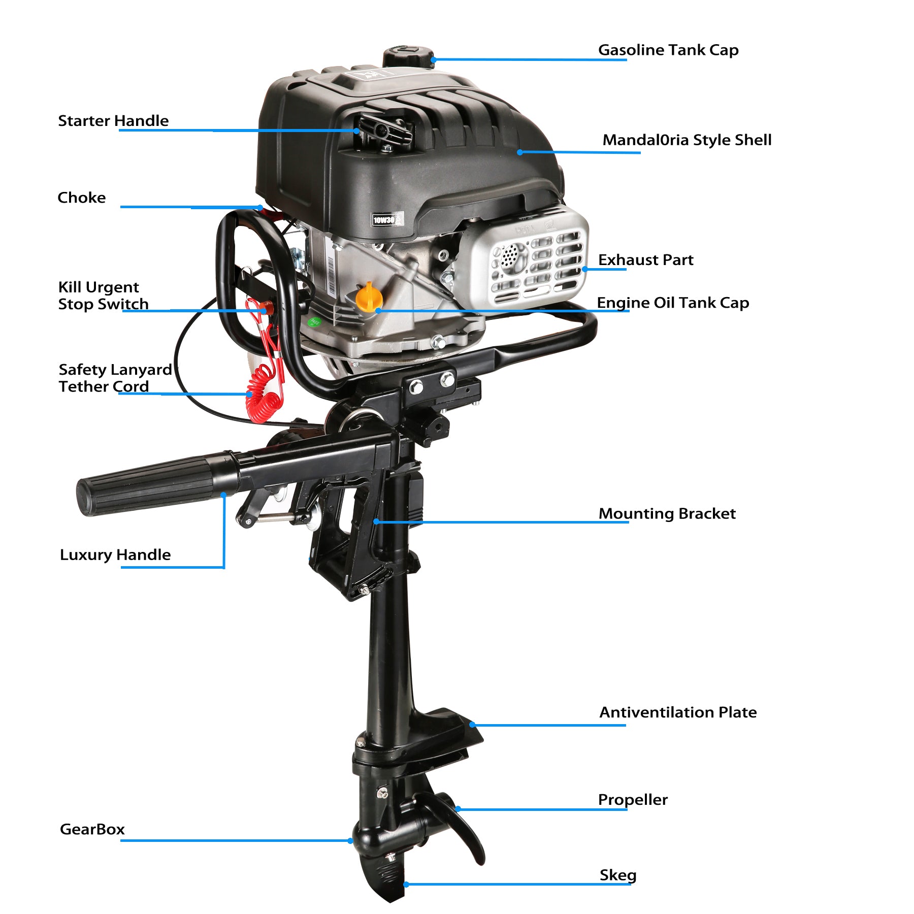 4 Stroke 6 HP Air Cooling System Outboard Motor with Mandalorian Shape and Kill Urgent Stop Switch( HK… — product view 4