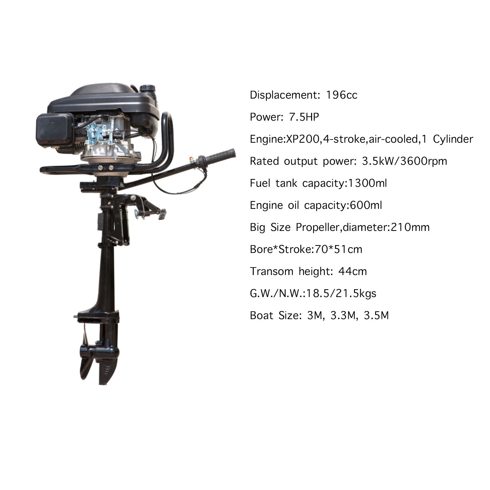 Outboard Motor 7.5 HP Air Cooled System