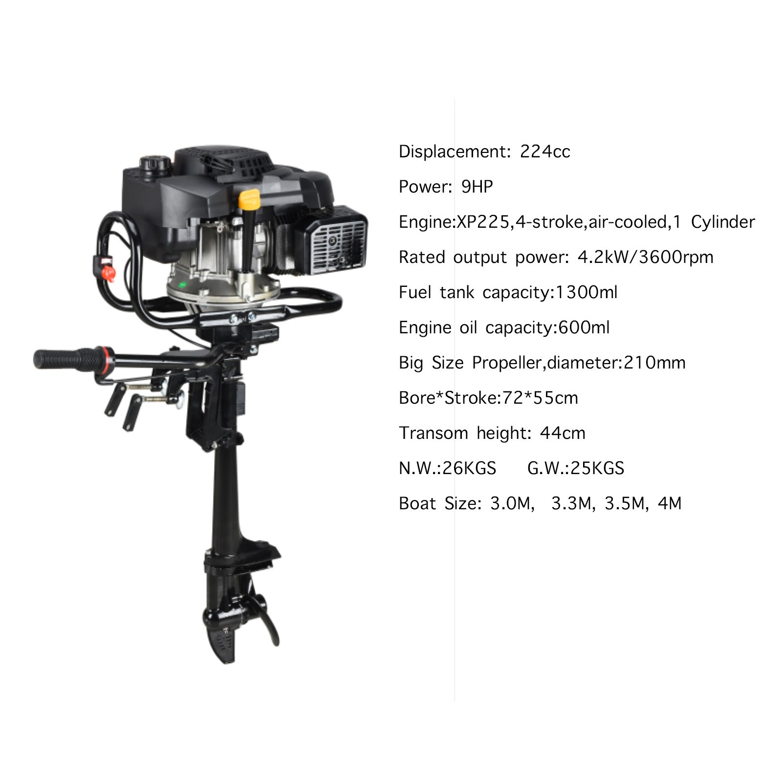Outboard Motor 9 HP Air Cooled System