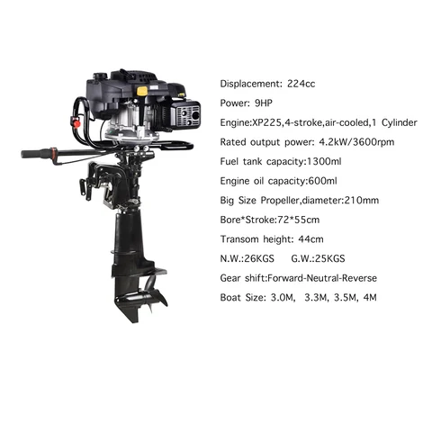 Outboard Motor 9 HP Air Cooled System With Gear Shaft