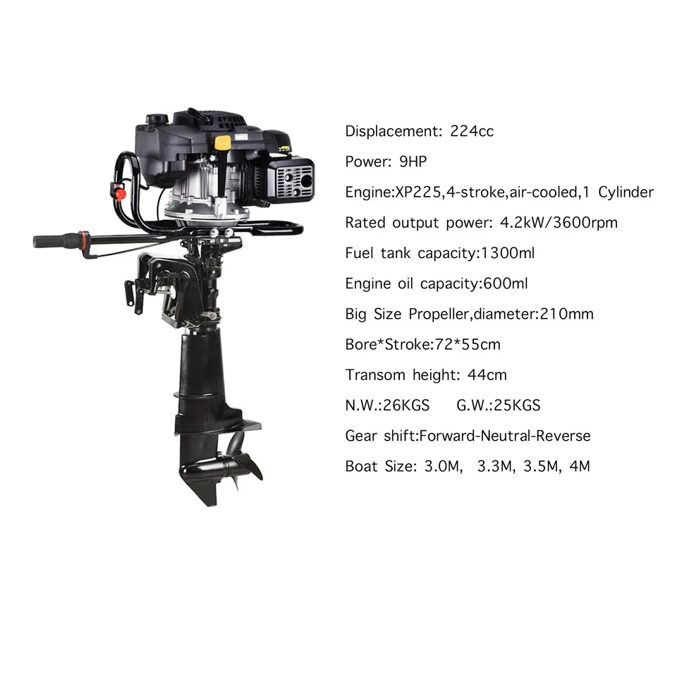 Outboard Motor 9 HP Air Cooled System With Gear Shaft