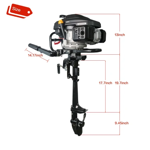 4 Stroke 7.5 HP Outboard Motor Air Cooling, with Luxury Handle, Engine Cover and Kill Urgent Stop Switch — product view 2
