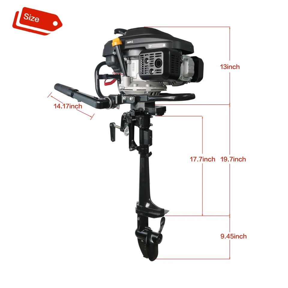 4 Stroke 7.5 HP Outboard Motor Air Cooling, with Luxury Handle, Engine Cover and Kill Urgent Stop Switch — product view 2
