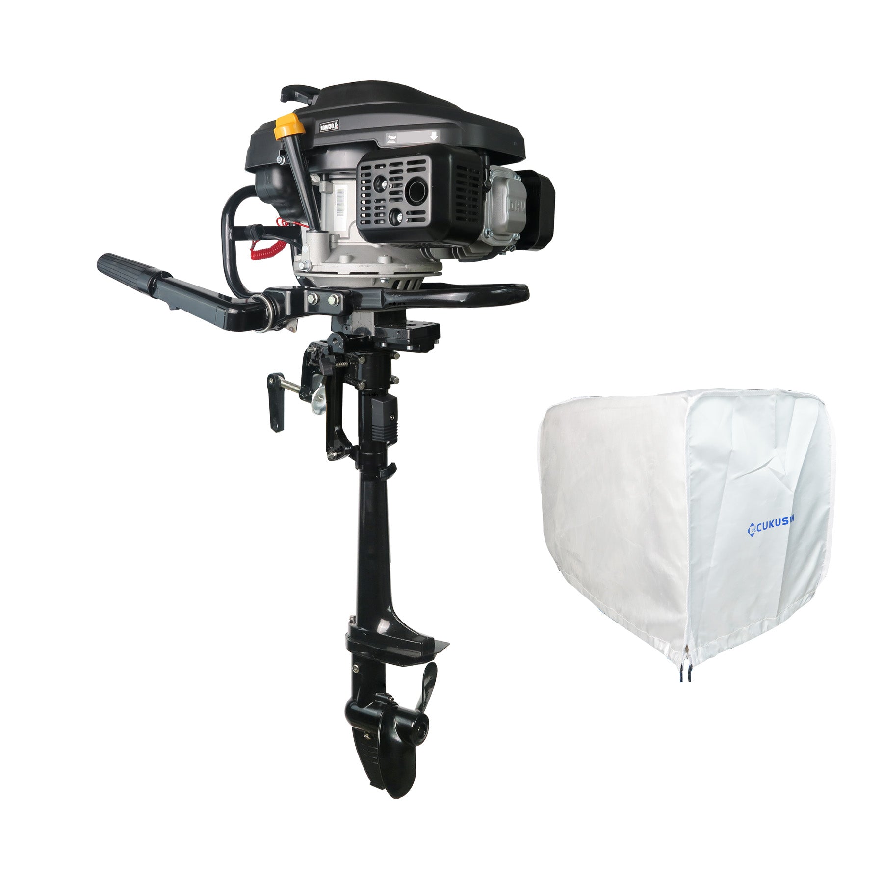 4 Stroke 7.5 HP Outboard Motor Air Cooling, with Luxury Handle, Engine Cover and Kill Urgent Stop Switch — product view 1